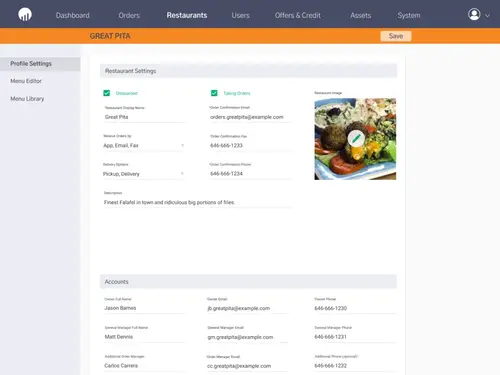 Screenshot of Forkcast menu management web application